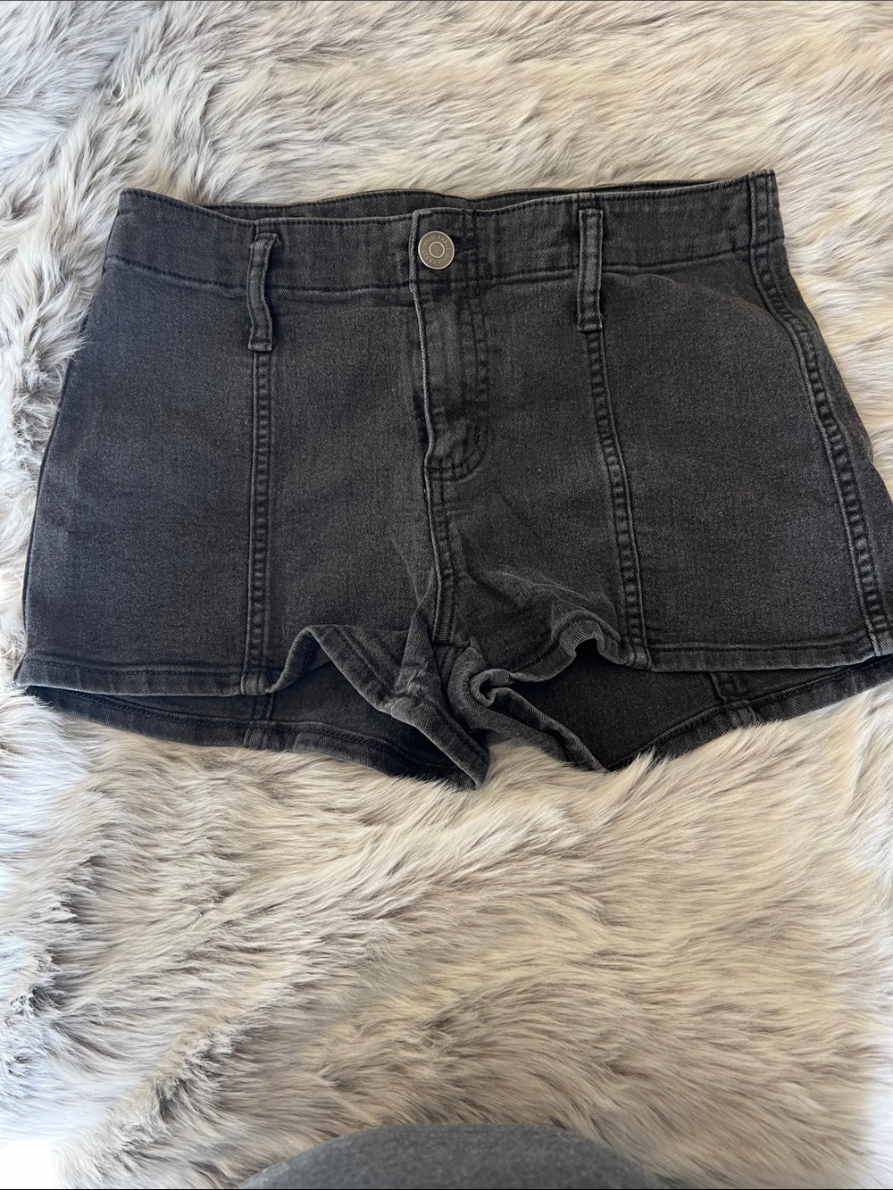 High-Rise Black Denim Women’s Shorts